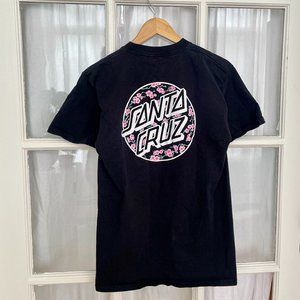 Santa Cruz Skateboards Cherry Blossoms Floral Black T-Shirt (Medium)